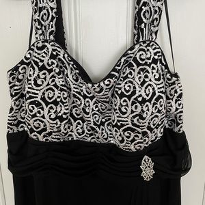 Two piece R&M Richards black formal dress